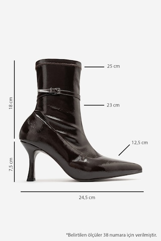 Luvi Shoes Andora Kahverengi Kırışık Rugan Kadın Topuklu Bot