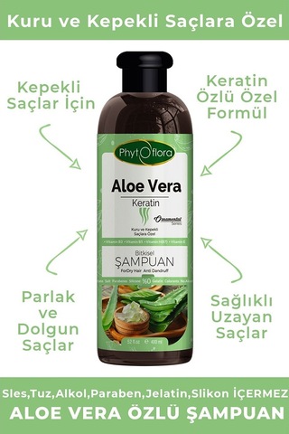 Phytoflora Tuzsuz Aloe Vera ve Keratinli Şampuan 400 ML