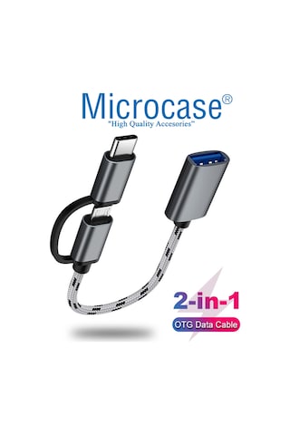 Microcase 2In1 Type C To Micro Usb 3.0 Otg Adaptör - Siyah Al2598