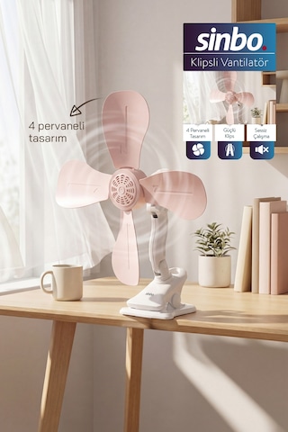 Sinbo Sf-7706 Klipsli Vantilatör 10w Taşınabilir Mini Fan Sessiz Masa Tipi Fan