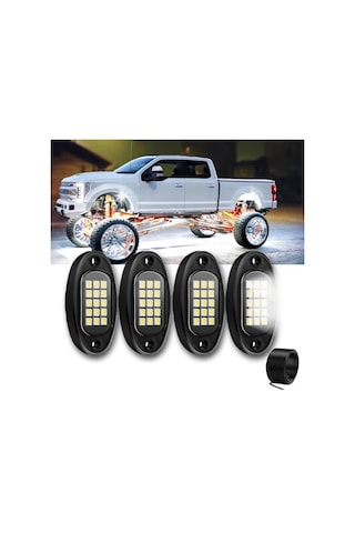 Xuweiwei 8 Pods Araç Led Işıkları Rock Işıkları 6000k Beyaz Led Araç Altı Aydınlatma Suv Kamyon Motosiklet Atv Utv Pickups Off Road