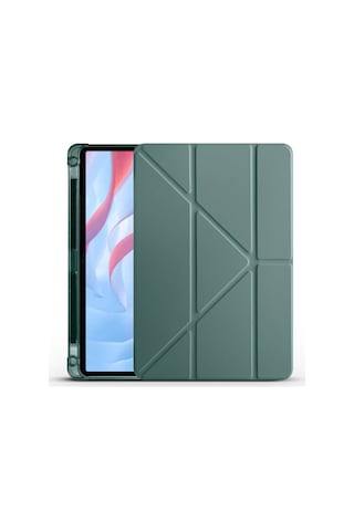 Huawei Honor Pad X8 Pro 11.5' Kılıf Tchs Tri Folding Kalem Bölmeli Standlı Kılıf - Koyu Yeşil Koyu Yeşil