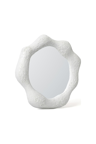 Taş Görünümlü Beyaz Duvar Aynası Beyaz