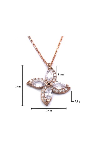 FerizZ Zirkon Taşlı Çiçek Rose Gümüş Kolye GK-223