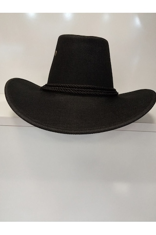 Suyutti Arıcı Store Yeni Sezon Geniş Model Siyah Hasır Kovboy Şapka Siyah