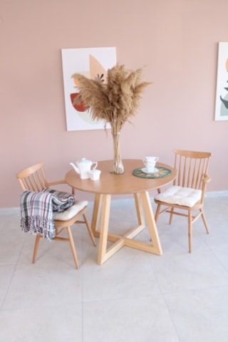 BAMBU -ÇAM  Renk  Yuvarlak Yemek Masası, Modern BAMBU MDF  Yemek
