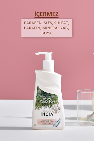 INCIA %100 Doğal Sıvı Kastil Sabunu Hassas Ciltler İçin Zeytinyağlı 10 Bitkisel Değerli Yağ Vegan 250 ML