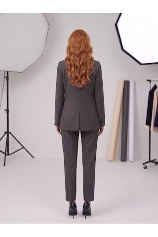 Prenses Kadın Modern Kesim Astarlı Blazer Takım Elbise Trend Ofis Şık Gri