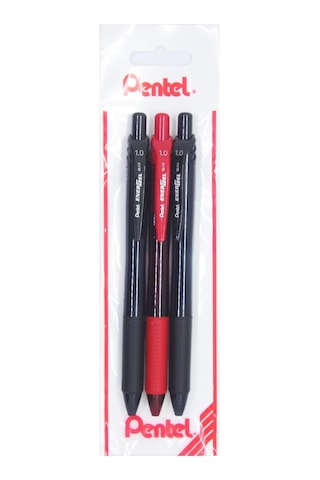 Energel 1.0 Mm Likit Roller Kalem 2xsiyah/1xkırmızı 3&apos Lü Set -