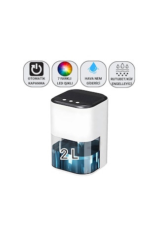 Coofbe 2000ml Işıklı Banyo Mutfak Dolap Nem Alma Cihazı Mantar Rutubet Nem Küf Önleyici Dehumidifer Beyaz