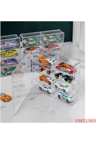 Kangvka 8 Bölmeli Transparan Abs Plastik Araba Modeli Depolama Kutusu - Çocuk Odası Malzeme Düzenleyici Şeffaf