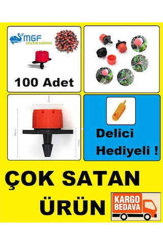 Kırmızı Debi Ayarlı Hat Üstü Damla Sulama Damlatıcı Meme
