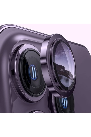 Apple Uyumlu iPhone 14 Pro Max Raze Metal Kamera Lens Koruyucu Derin Mor