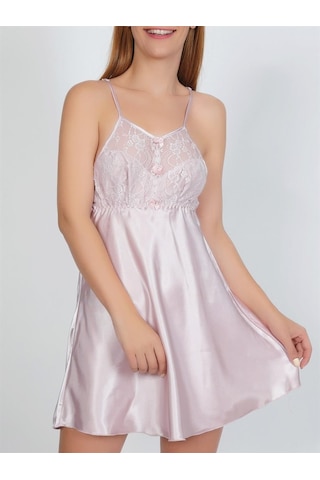 Nbb 3299 Dantel-Saten Askılı Gecelik (424314028) Pudra
