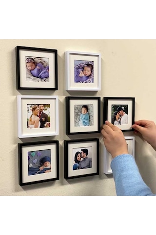 Yapışkanlı Sök-tak Paspartulu Beyaz 14x14 Cm Plastik Pola Kare Fo Beyaz