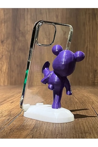 Tekme Atan Ayıcık Telefon Standı Mor