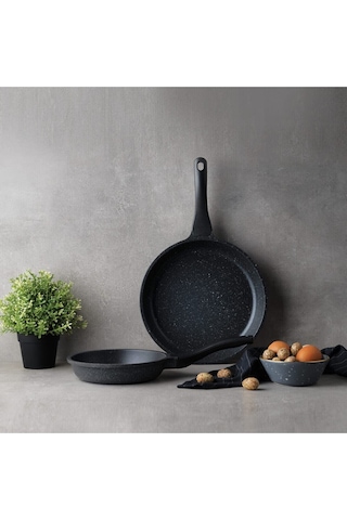 Schafer Famos Yanmaz Yapışmaz Döküm Tava Seti 2 Parça Gri
