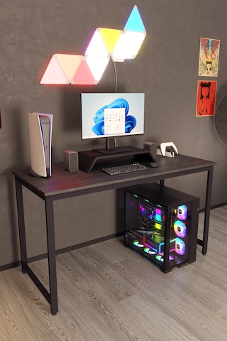 Siyah 140x60 Oyuncu Masası, Bilgisayar Masası, Gamer Masası, Gaming Masa, Metal Ayaklı Siyah