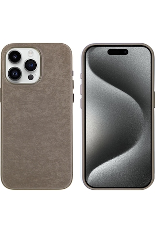 Apple Uyumlu iPhone 15 Pro Max Tchs Mikro Fiber Mimoza Kılıf-kahverengi Kahverengi