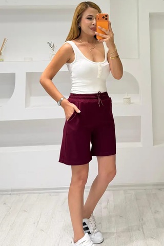 Fiolin Soft Touch Modal Kumaş Şort Bordo