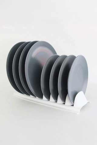 İronika Bulaşıklık 8 Li Tezgah Üstü Tabak Kurutmalık 2 Adet Antrasit Beyaz Beyaz