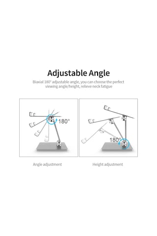 Reedark Alüminyum Ve Silikon Cep Telefonu-tablet Tutucu: 180 Açı Ayarlı, Katlanabilir, Sağlam, Kaymaz, Gri Renk