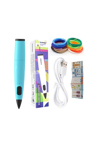 Teltree Myriwell Rp-300b Mavi 3d Yazıcı Kalemi - 10 Renk Pcl Filament + 10 Resim Kitabı, Çocuklar İçin Güvenli, Kreativite Geliştirici