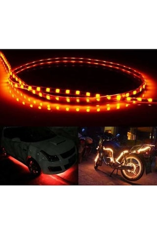 Wondernest Pcs Akış Stili 45 Led 3528 Smd Su Geçirmez Esnek Araba Şerit Işığı, 12v, 90cm Sarı, Araba Dekor Sarı Işık