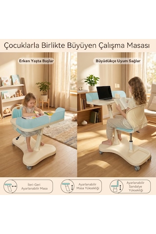 Bonny Mobil Çocuk Çalışma Sandalye Seti Mavi
