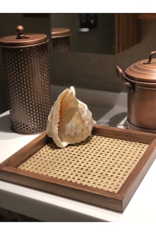 Rattan Hazeran Kare Tepsi Eskitme Model %100 Doğal Hazeran M027