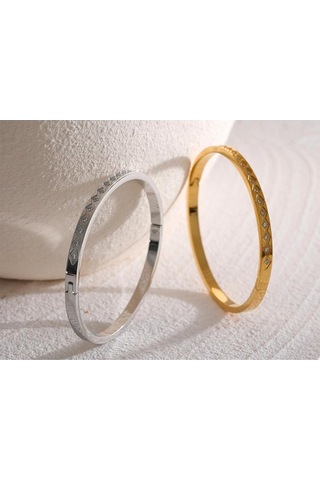 Novahub Gümüş 60mm Kadınlar İçin Kübik Zirkonya 18k Pvd Altın Kaplama Bileklik Paslanmaz Çelik Moda Takı Gümüş