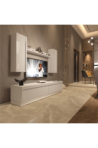 Decoraktiv Eko 5db Mdf Std Tv Ünitesi Tv Sehpası Beyaz