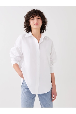 LC Waikiki Xsıde Beyaz Poplin Kadın Gömlek Whıte