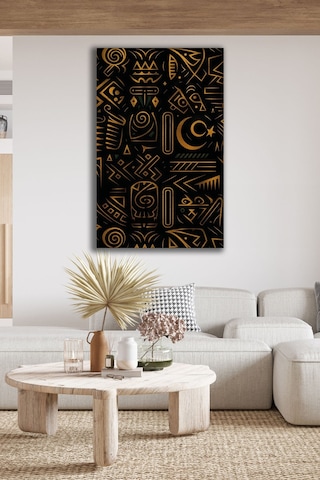 Dekoratif Gold Hiyeroglif Desenli Cam Tablo Antik Sembollü Siyah Modern Duvar Sanatı Doğa Ve Manzara Temalı Dekoratif Duvar Tablosu, Salon, Yatak Odası Ve Ofis Dekoru,