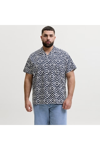 Jack & Jones Büyük Beden Resort Yaka Kisa Kollu Gömlek - Milo - 12290786 Sky Captain