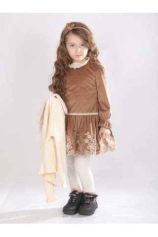 Xo Kids Kız Çocuk Elbise 1-5 Yaş 4734 KREM