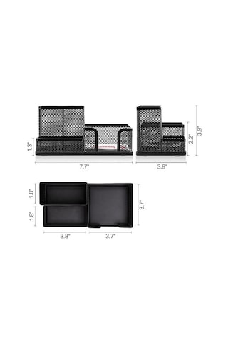 3 Bölmeli Metal Perforeli Organizer (SİYAH)