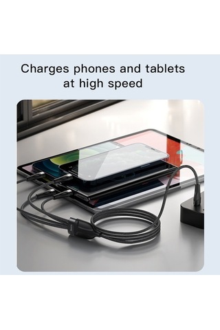 Flybuy Yesıdo Ca110 1.2m 4a Type-c - Siyah, Çift 8 Pin Şarj Kablosu