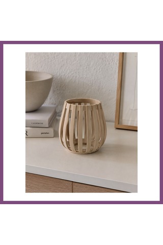 Twin Store 3d Baskı Japandi Tarzı Lamel Desenli Tealight Mumluk Minimalist Rüzgar Feneri Bzstwın Çok Renkli