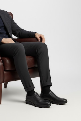 Fosco 3529 Erkek Hakiki Deri Sıcak Astar Bağcıksız Casual Ayakkabı Siyah