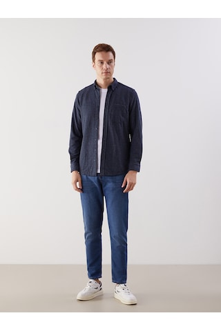 Lcw Eco Lacivert Regular Fit Uzun Kollu Gabardin Erkek Gömlek