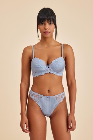 Amarelle Paris Gri Mavi Dantelli String Külot Mavi