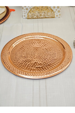 Moda Bakır Desenli Bakır Supla Servis Tabak 30 Cm Bakır