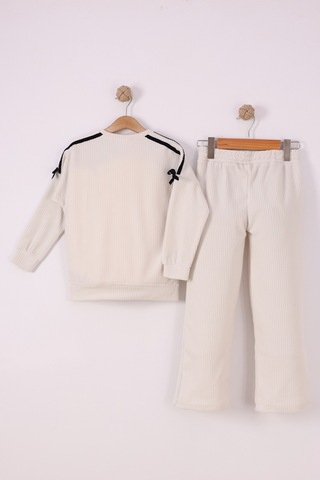 Monox Kız Çocuk Kurdale Detaylı Fitilli Polar Takım Taş