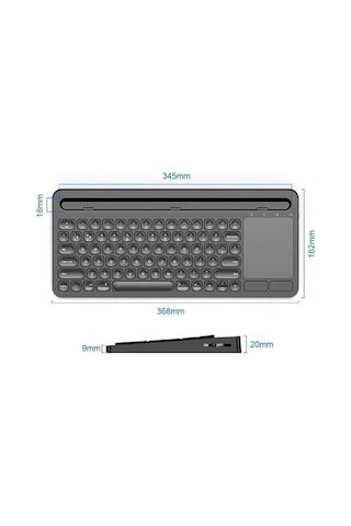 Şarjlı Bluetooth Touchpad Klavye Dual Bağlantı Samsung Uyumlu Galaxy Tab S9 Fe Uyumlu Hızlı Ve Kolay Kablosuz Bağla