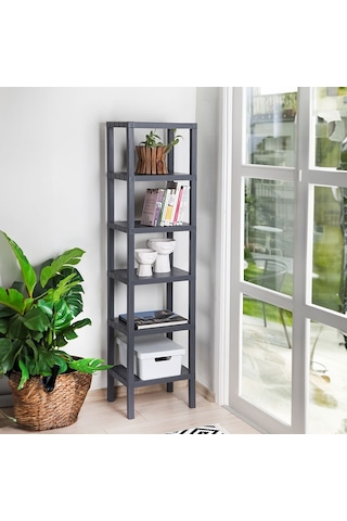 6 Raflı Antrasit Raf Ünitesi Çok Amaçlı Düzenleyici Modüler Raf