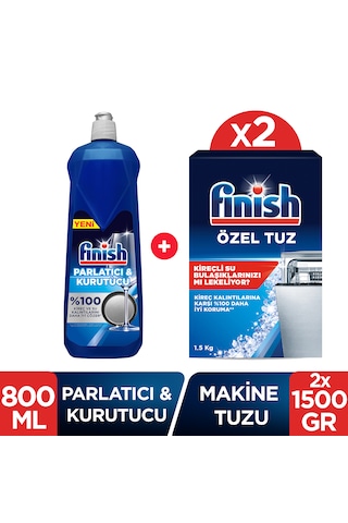 Finish Bulaşık Makinesi Tuzu 2 x 1500 G + Finish Parlatıcı 800 ML