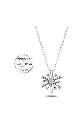 Brezza Lusso Jewelry Gümüş Swarovski Zirconia Taşlı Kartanesi Kadın Kolye 42 Cm 42 Cm