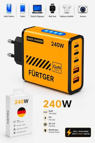 Fürtger German Frt-20w S 3 Type-c + 2 Usb-a Toplam 5 Çıkışlı + 20w Şarj Aleti Fürtger German Frt-20w S 3 Type-c + 2 Usb-a Toplam 5 Çıkışlı + 20w Şarj Aleti
