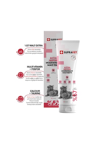 Supravet Hamile ve Yavru Kediler İçin Kalsiyum ve Taurinli Multi Vitamin Kedi Macunu 100 G